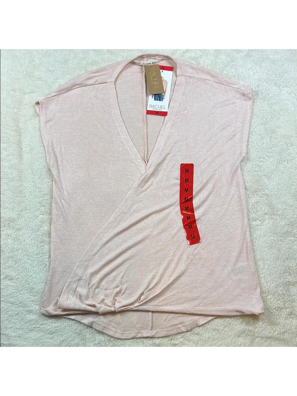RACHEL Rachel Roy Women’s Pink Relaxed Wrap Blouse Draped V-Neck Top Sz Med